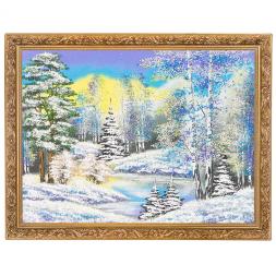 Картина &amp;quot;Зимний пейзаж&amp;quot; багет 36х46 см, каменная крошка