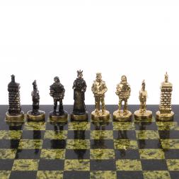 Шахматы бронзовые &amp;quot;Европейские&amp;quot; доска 32х32 см змеевик