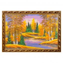 Картина &amp;quot;Осенний пейзаж&amp;quot; багет №9 60х90 см, рисунок каменная крошка