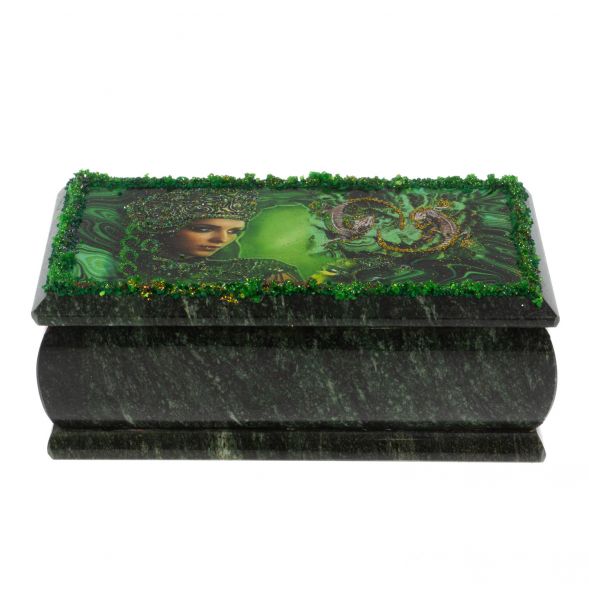 Шкатулка &amp;quot;Хозяйка медной горы&amp;quot; из змеевика 18х9х8 см 128749