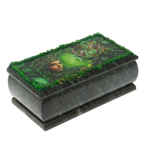Шкатулка &amp;quot;Хозяйка медной горы&amp;quot; из змеевика 18х9х8 см 128749