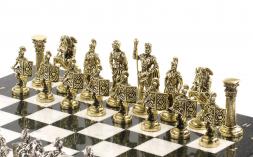 Шахматы с металлическими фигурами &amp;quot;Римские воины&amp;quot; доска 44х44 см мрамор