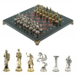 Шахматы "Подвиги Геракла" доска 28х28 см лемезит змеевик