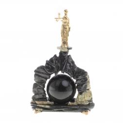 Композиция &amp;quot;Фемида&amp;quot; с шаром змеевик бронза