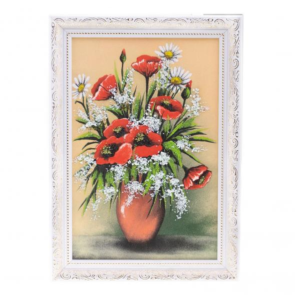 Картина рисунок каменная крошка &amp;quot;Натюрморт алые маки&amp;quot; багет 24х34 см 112506