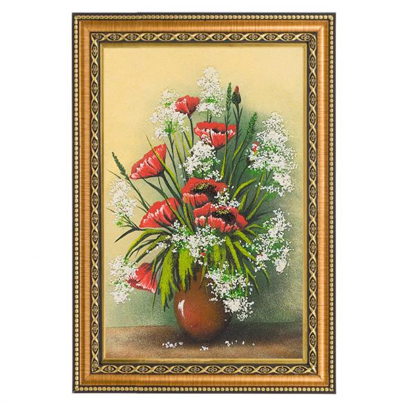 Картина рисунок каменная крошка &amp;quot;Натюрморт алые маки&amp;quot; багет 24х34 см 112506