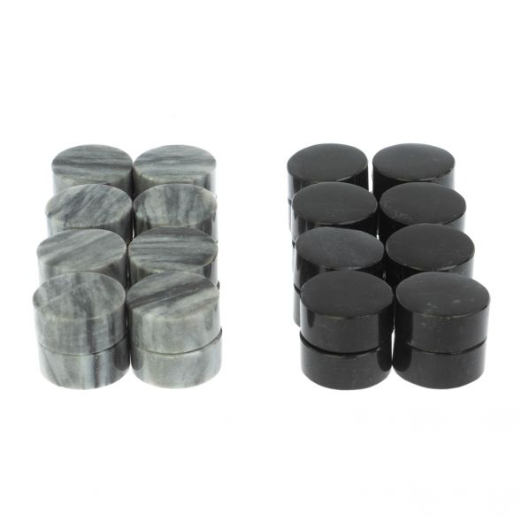 Фишки для игры в нарды 25 мм серый мрамор и змеевик 128976