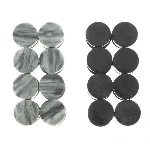 Фишки для игры в нарды 25 мм серый мрамор и змеевик 128976