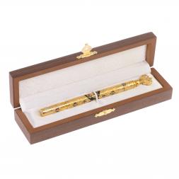 Подарочная шариковая ручка "Герб РФ" с черной эмалью Златоуст