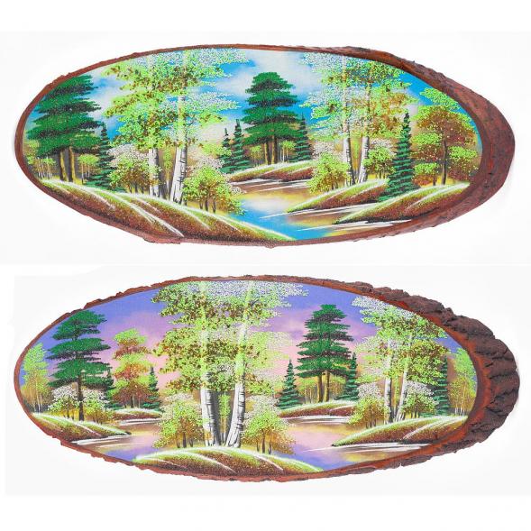 Панно на срезе дерева &amp;quot;Весна&amp;quot; горизонтальное 75-80 см каменная крошка 112247