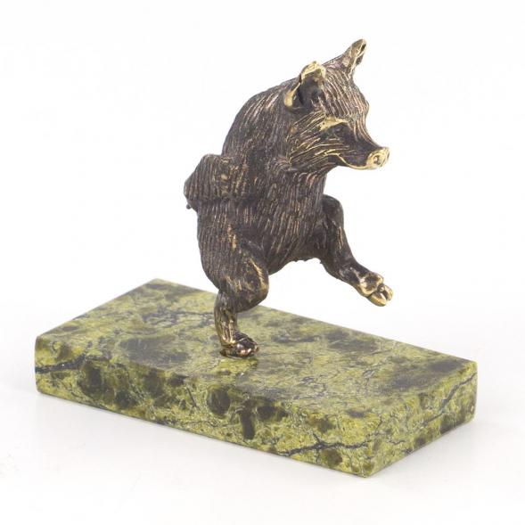 Статуэтка &amp;quot;Поросенок шагает&amp;quot; бронза змеевик 119355