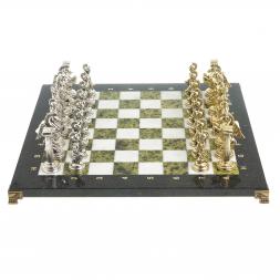 Шахматы "Восточные" доска 40х40 см мрамор змеевик фигуры металл