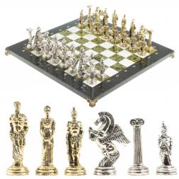 Шахматы "Восточные" доска 40х40 см мрамор змеевик фигуры металл