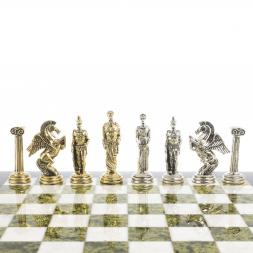 Шахматы "Восточные" доска 40х40 см мрамор змеевик фигуры металл