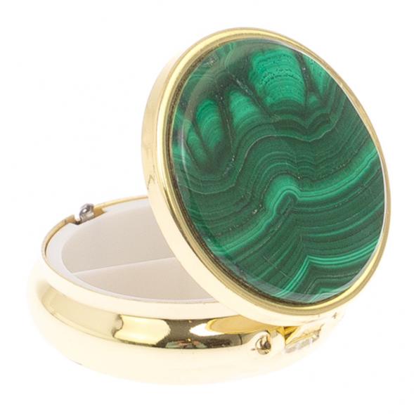 Таблетница на 3 отсека камень малахит цвет золото 125529