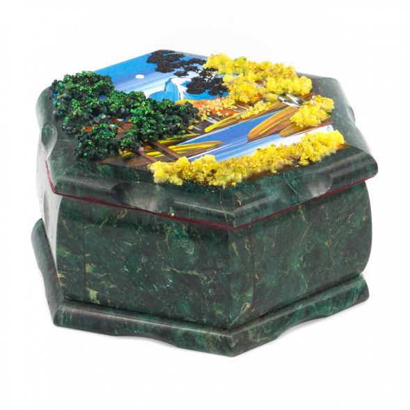 Шкатулка Шестигранная с рисунком &amp;quot;Осенний пейзаж&amp;quot; 14х12,5х7 см 119725