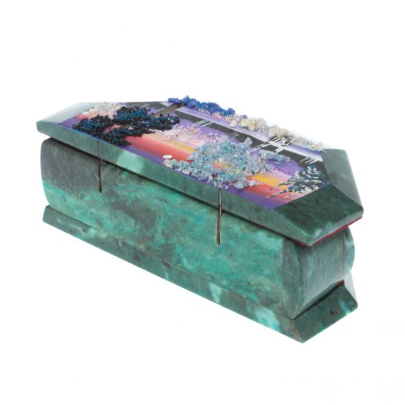 Шкатулка с расписной крышкой &amp;quot;Зимний пейзаж&amp;quot; змеевик 17х7,5х6 см 128977