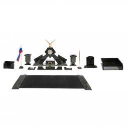 Настольный набор &amp;quot;Орел&amp;quot; из змеевика с бюваром и лотком А4