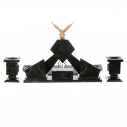 Настольный набор &amp;quot;Орел&amp;quot; из змеевика с бюваром и лотком А4