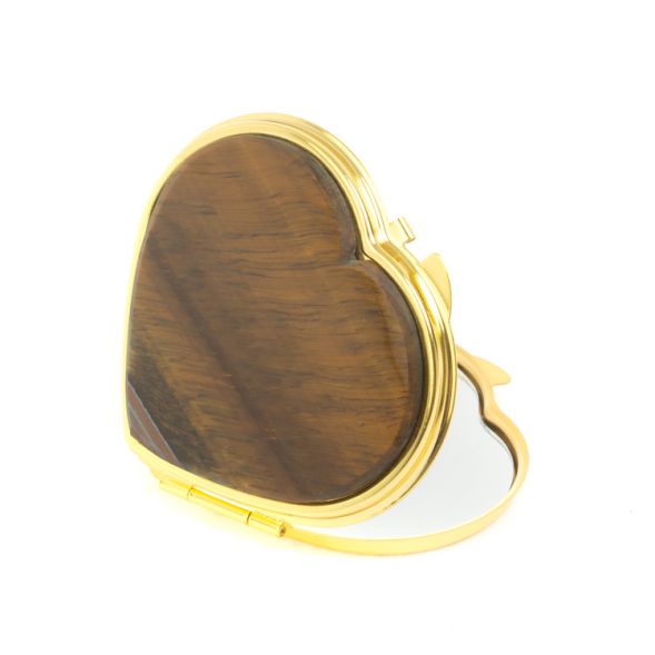 Зеркало карманное &amp;quot;Сердце&amp;quot; тигровый глаз цвет золото 127360