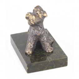 Статуэтка с фигуркой собаки &amp;quot;Ризеншнауцер&amp;quot; бронза змеевик