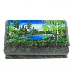 Шкатулка из змеевика &amp;quot;Летний пейзаж&amp;quot; 18х9х6,5 см
