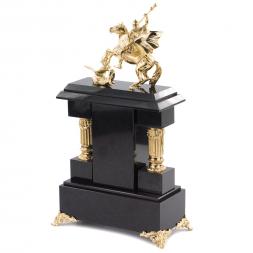 Интерьерные часы из малахита &amp;quot;Святой Георгий Победоносец&amp;quot; бронза