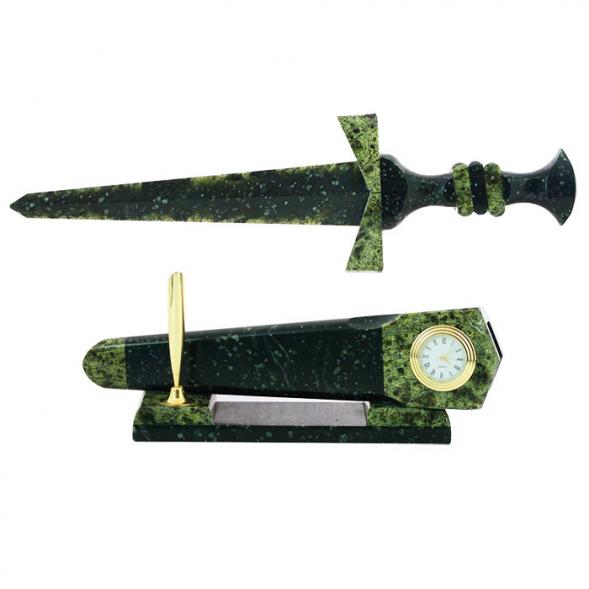Настольные часы &amp;quot;Кинжал&amp;quot; змеевик 113153