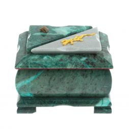 Шкатулка прямоугольная камень змеевик / серый мрамор 12х8,5х8,5 см