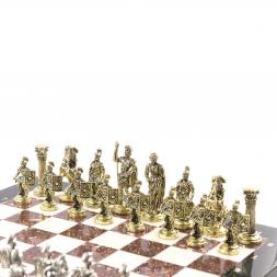 Сувенирные шахматы &amp;quot;Римские воины&amp;quot; доска 44х44 см камень лемезит