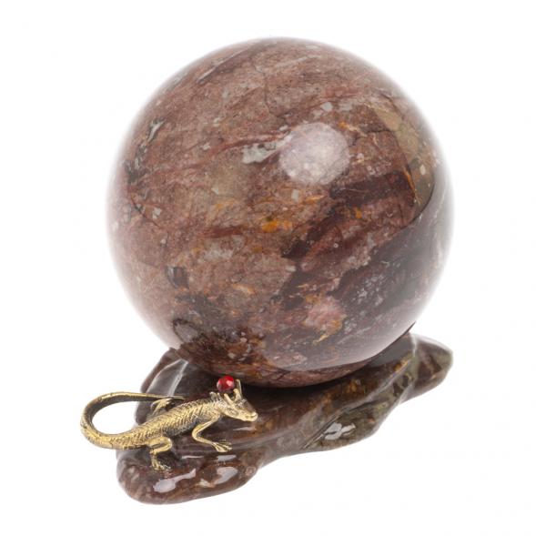 Композиция &amp;quot;Ящерица на скале&amp;quot; с шаром из креноида 8 см 126885
