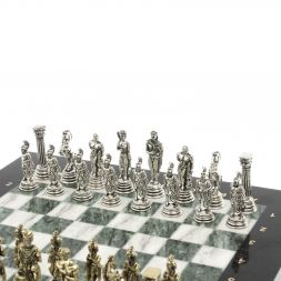 Шахматы &amp;quot;Греко-Римская война&amp;quot; 32х32 см из змеевика и мрамора