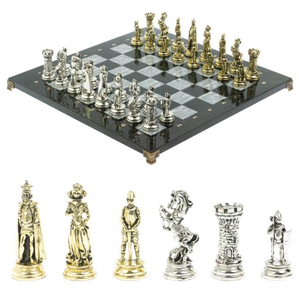 Шахматы &amp;quot;Средневековые рыцари&amp;quot; доска серый мрамор 44х44 см 128461