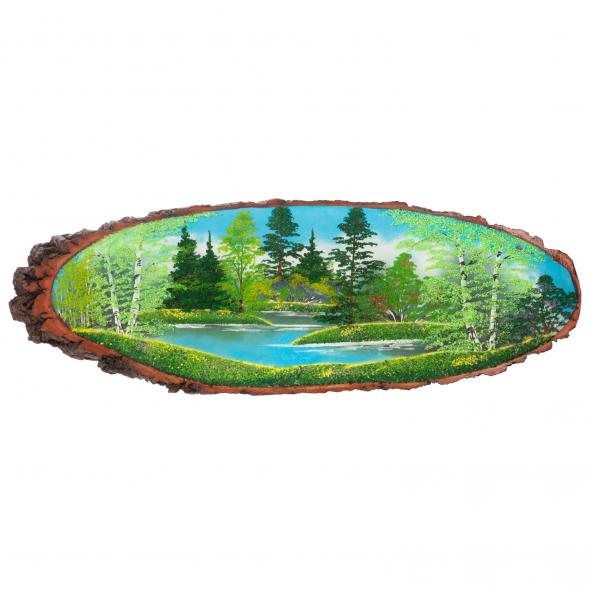 Панно на срезе дерева &amp;quot;Лето&amp;quot; горизонтальное 105-110 см каменная крошка 129694