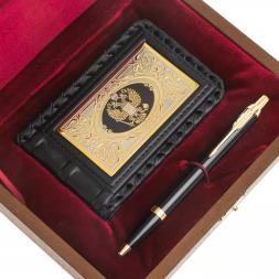 Подарочный набор &amp;quot;Гербовый&amp;quot; визитница и ручка Parker