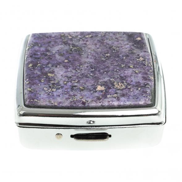 Таблетница на 2 отсека фиолетовый флюорит цвет серебро 123354