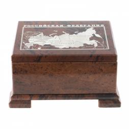 Шкатулка из обсидиана &amp;quot;Карта РФ&amp;quot; 15х13х8 см