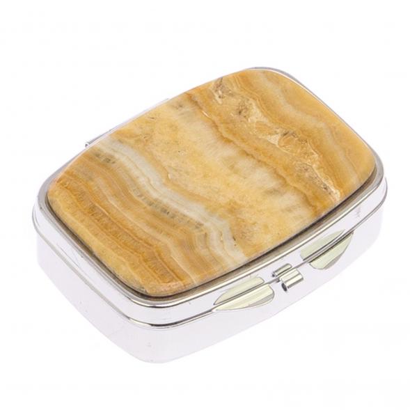 Таблетница на 2 отделения камень оникс цвет серебро 125680