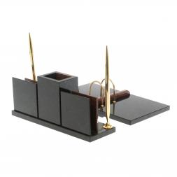 Настольный набор &amp;quot;Офисный&amp;quot; с гербом РФ камень лемезит