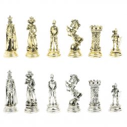 Шахматы &amp;quot;Средневековые рыцари&amp;quot; доска мрамор / змеевик 44х44 см