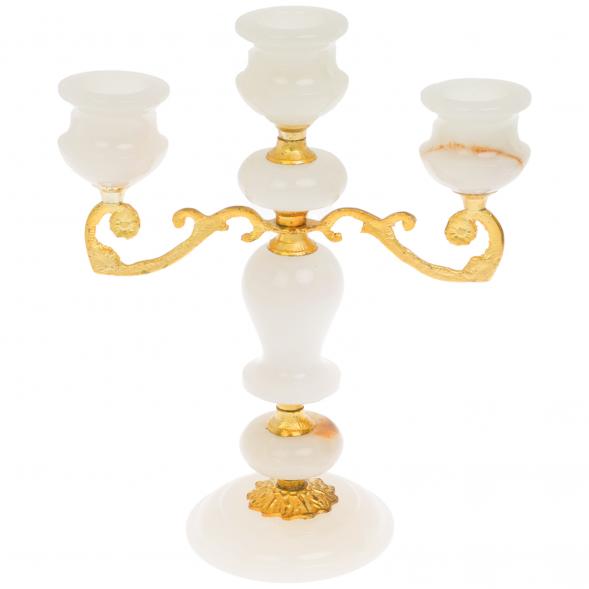 Подсвечник из белого оникса 20,5х10х24 см 129629