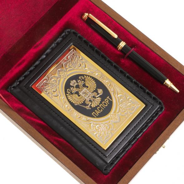 Подарочный набор &amp;quot;Документы&amp;quot; обложка для паспорта и ручка Parker 122389