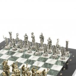 Шахматы подарочные &amp;quot;Посейдон&amp;quot; 32х32 см из змеевика и мрамора