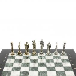 Шахматы подарочные &amp;quot;Посейдон&amp;quot; 32х32 см из змеевика и мрамора