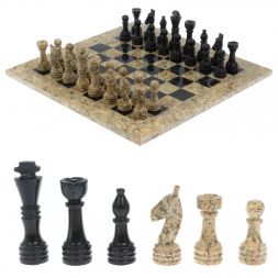 Шахматы &amp;quot;Игрок&amp;quot; из ракушечника и мрамора 38х38 см