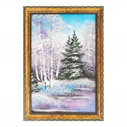 Картина &amp;quot;Зимний пейзаж&amp;quot; багет 24х34 см, каменная крошка