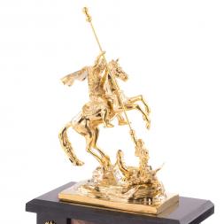 Часы из бронзы и натуральной яшмы &amp;quot;Георгий Победоносец&amp;quot;