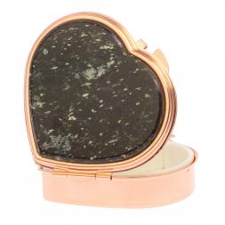 Таблетница "Сердце" на 3 отделения камень мусковит, цвет красное золото