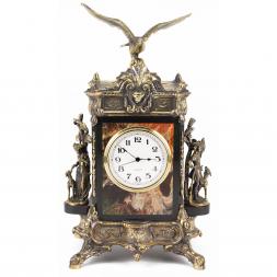 Каминные часы из яшмы &amp;quot;Охота&amp;quot;