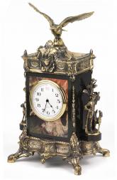 Каминные часы из яшмы &amp;quot;Охота&amp;quot;